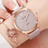 6PCS/SET WOMEN'S WATCH CASUAL SHINY QUARTZ WATCH ANALOG PU LEATHER WRIST WATCH & HEART JEWELRY SET, GIFT FOR MOM HER - Image 2